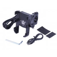 Держатель телефона ( крепление на руль) HFCM-29 алюминий черный (с зарядкой)