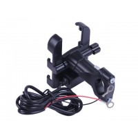 Держатель телефона ( крепление на руль) HFCM-29 алюминий черный (с зарядкой)