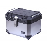 Кофр прямоугольный для мотоцикла пластиковый серебрянный с черным, 45л - YBX