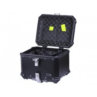 Кофр прямоугольный для мотоцикла алюминиевый черный, со спинкой и двумя замками 45л - TTG УЦЕНКА