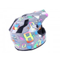 Шлем MD-911 серый с цветной графикой size M - VIRTUE
