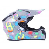 Шлем MD-911 серый с цветной графикой size M - VIRTUE