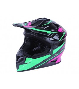 Шлем MD-911 черный с зеленым и малиновым size S - VIRTUE