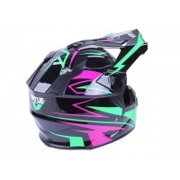 Шлем MD-911 черный с зеленым и малиновым size S - VIRTUE