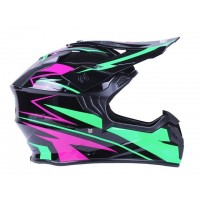 Шлем MD-911 черный с зеленым и малиновым size M - VIRTUE