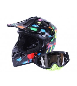 Шлем MD-911 черный с цветной графикой size M + очки - VIRTUE