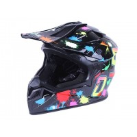 Шлем MD-911 черный с цветной графикой size M + очки - VIRTUE