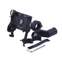 Держатель телефона (крепление на руль) M6S алюминий черный (с зарядкой) (Kewiq)