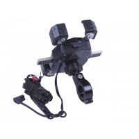 Держатель телефона (крепление на руль) M22-A1 с беспроводной зарядкой и круглым зеленым светодиодом (Kewiq)