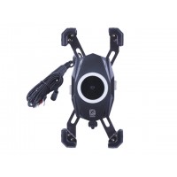 Держатель телефона (крепление на руль) M22-A1 с беспроводной зарядкой и круглым зеленым светодиодом (Kewiq)