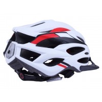 Шлем защитный белый с красным и черным с козырьком и с габаритным фонарем size L - TTG