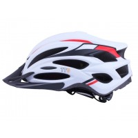 Шлем защитный белый с красным и черным с козырьком и с габаритным фонарем size L - TTG