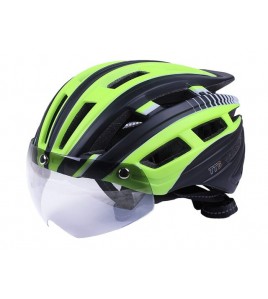 Шлем защитный черный с желтым с габаритным фонарем и очками size L - TTG