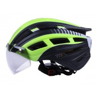 Шлем защитный черный с желтым с габаритным фонарем и очками size L - TTG