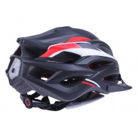 Шлем защитный черный с красным и белым с козырьком и с габаритным фонарем size L - TTG