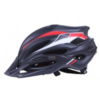 Шлем защитный черный с красным и белым с козырьком и с габаритным фонарем size L - TTG